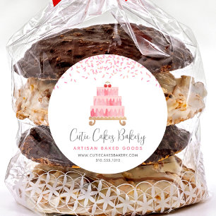Bakery Cake Blush Pink Sprinkles Pastry Dessert Classic Round Sticker