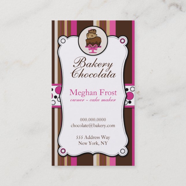 Bakery & Cake Chocolate Overload Business Cards (Front)