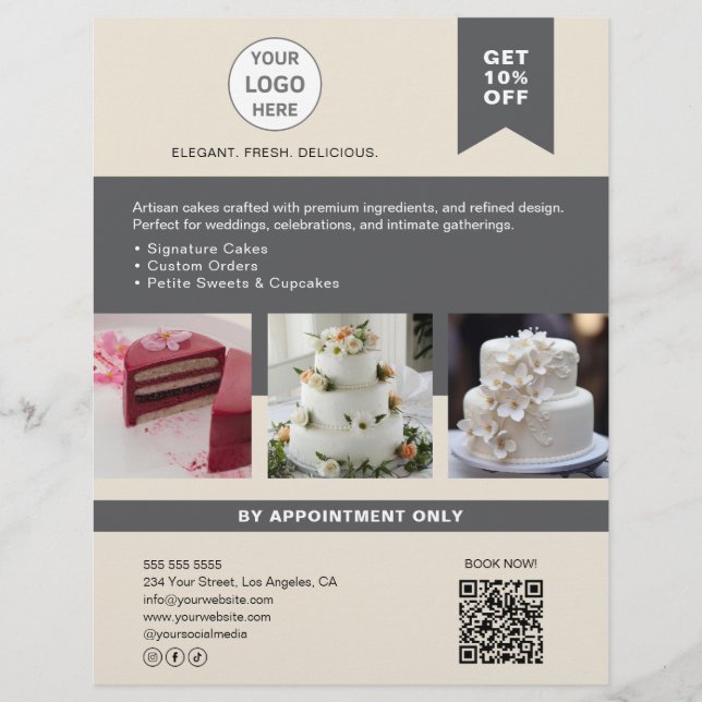 Bakery Cake Custom Logo Business Flyer (Front)