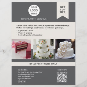 Bakery Cake Custom Logo Gray Business Flyer