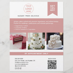 Bakery Cake Custom Logo White Business Flyer