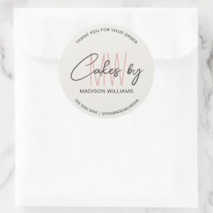 Bakery Cake Custom Monogram Logo Classic Round Sticker