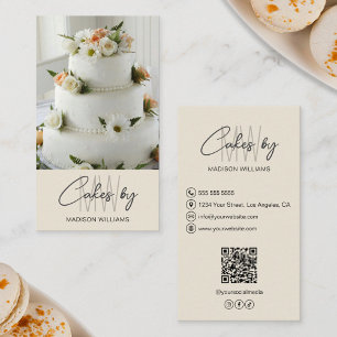 Bakery Cake Custom Monogram Logo Cream Business Card