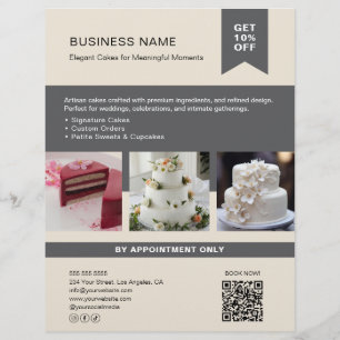 Bakery Cake Custom Photo QR Cream Flyer