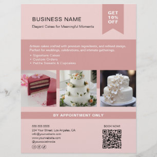 Bakery Cake Custom Photo QR Pink Flyer