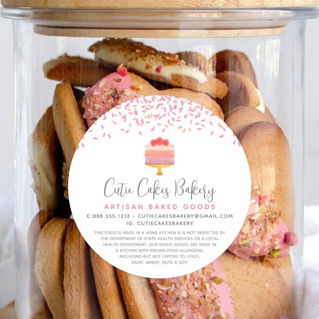 Bakery Cake Pink Ombre Sprinkles Dessert Legal Classic Round Sticker (Creator Uploaded)