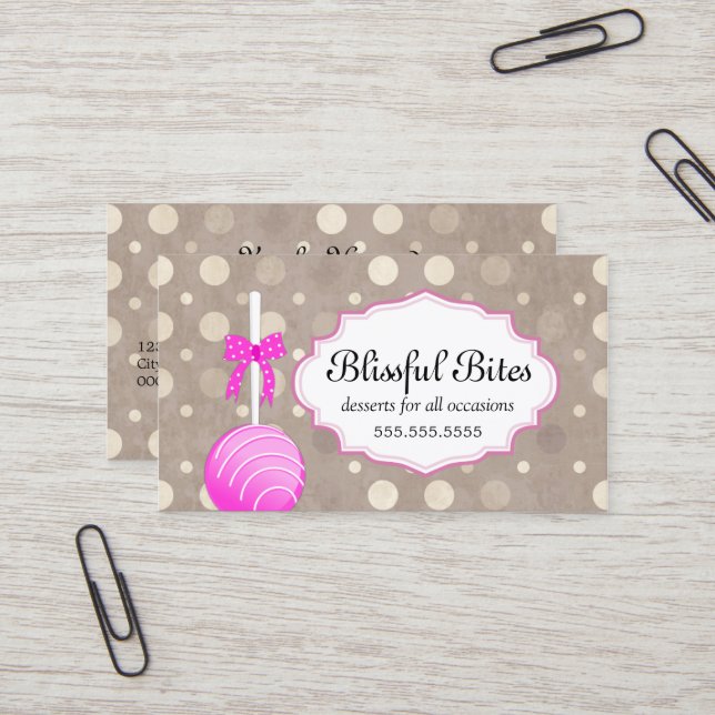 Bakery Cake Pops Business Card (Front/Back In Situ)