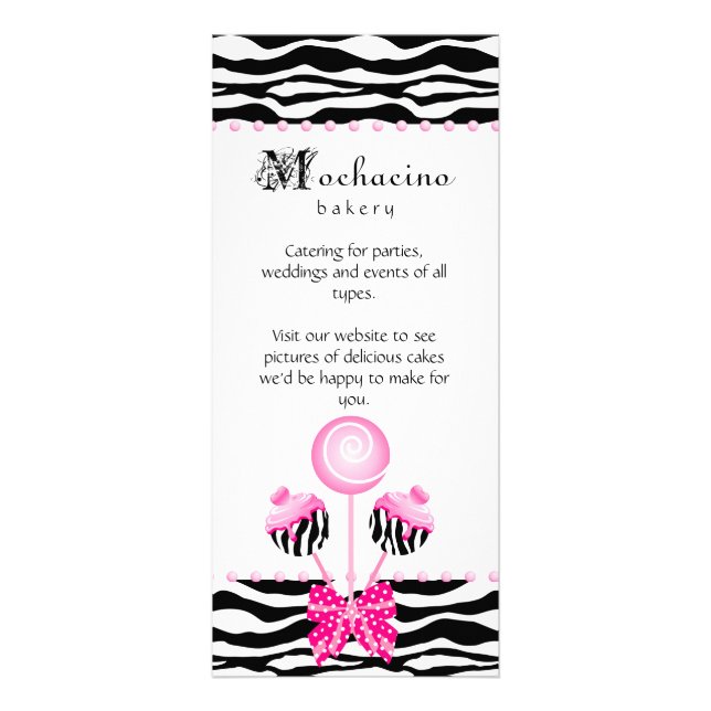 Bakery Cake Pops Zebra Heart Cookie Rack Card (Front)