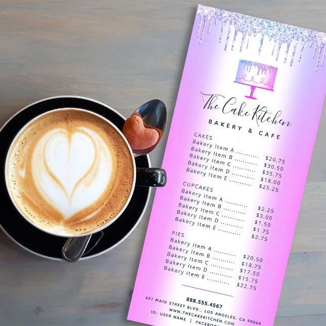 Bakery Cake Purple Glitter Drips Pastry Chef Menu (Creator Uploaded)