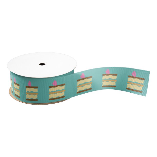 Bakery Cake Slice with Hearts Grosgrain Ribbon (Spool)