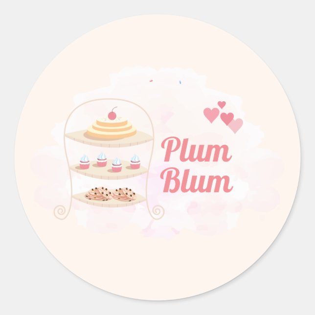 Bakery Cake & Sweets Customise Classic Round Sticker (Front)