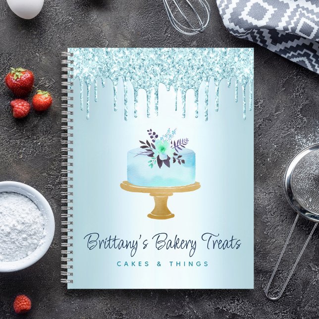 Bakery Cake Turquoise Pastry Glitter Drips Dessert Notebook (Creator Uploaded)