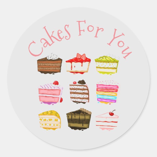 Bakery cakes design Gift business branding Classic Round Sticker (Front)
