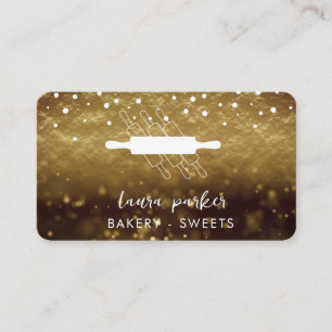 Bakery Chef Rolling Pin White Gold Handmade Business Card