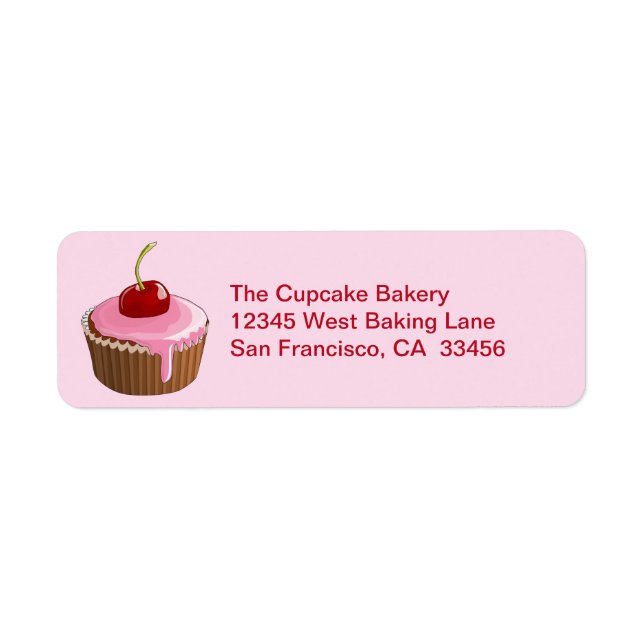 Bakery Cherry Cupcake Pick Colour Business Sticker (Front)
