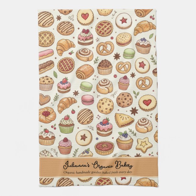 Bakery Cookies Pie Dessert Bakery Tea Towel (Vertical)