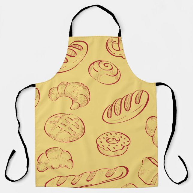 Bakery,  croissant,  food vintage seamless pattern apron (Front)