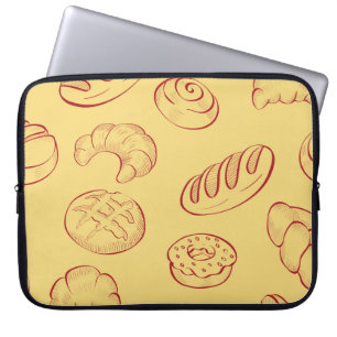 Bakery, croissant, food vintage seamless pattern laptop sleeve