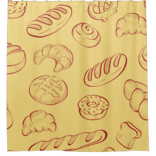 Bakery,  croissant,  food vintage seamless pattern shower curtain