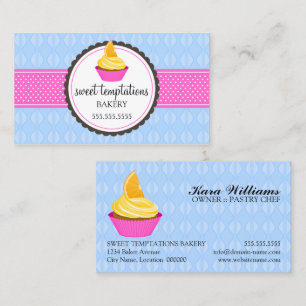 Bakery Cupcake Blue and Pink Business Card
