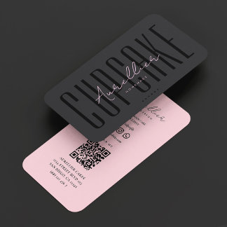 Bakery Cupcake Caterer Aesthetic Black Pink Business Card