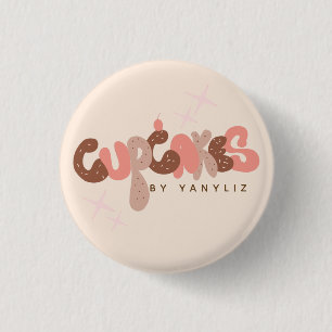 Bakery Cupcake Hand Lettering Business 3 Cm Round Badge