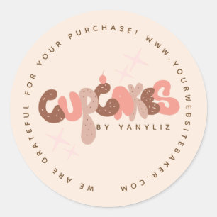 Bakery Cupcake Hand Lettering Business Classic Round Sticker