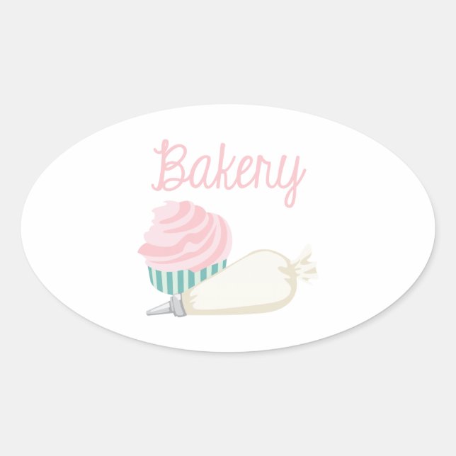 Bakery Cupcake Oval Sticker (Front)