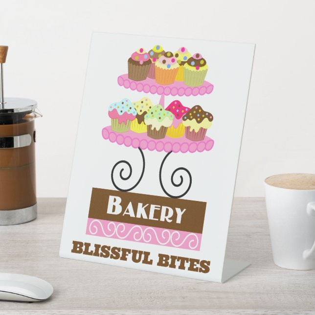 Bakery Cupcake Pedestal Sign (In SItu)