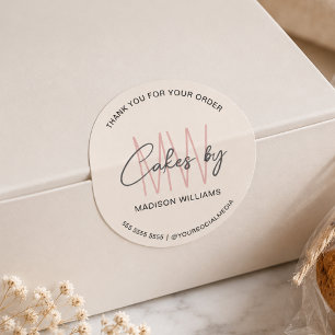Bakery Custom Cake Monogram Logo Classic Round Sticker