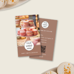 Bakery Custom Logo Photo QR Brown Business Card