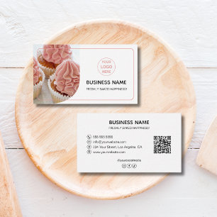 Bakery Custom Logo Photo QR Business Card