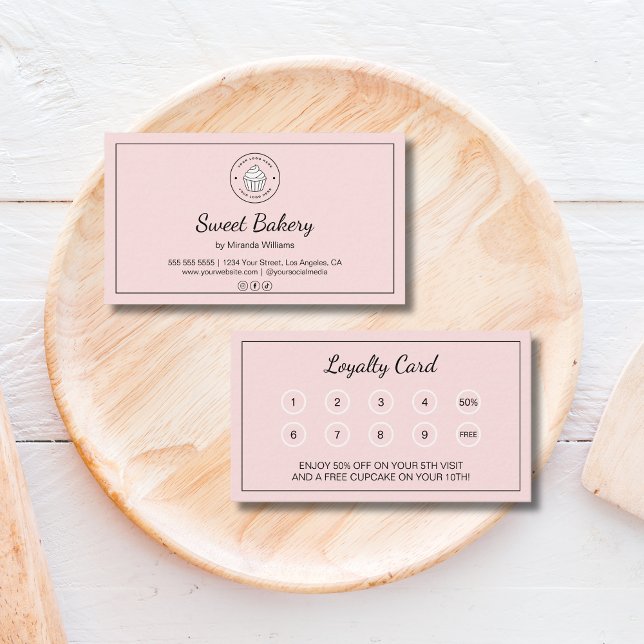 Bakery Custom Logo Pink Business Reward Loyalty Card (Bakery Custom Logo Pink Business Reward Loyalty Card)