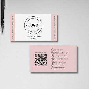 Bakery Custom Logo QR Code Blush Pink Business Card
