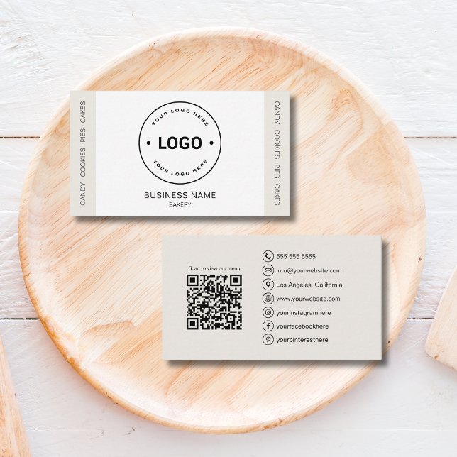 Bakery Custom Logo QR Code Business Card (Bakery Custom Logo QR Code Business Card)