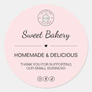 Bakery Custom Logo Thank You Classic Round Sticker