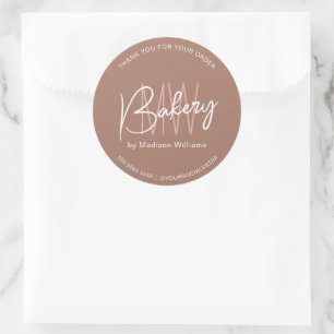 Bakery Custom Monogram Logo Brown Classic Round Sticker
