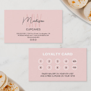 Bakery Custom Monogram Logo Business Reward Loyalty Card