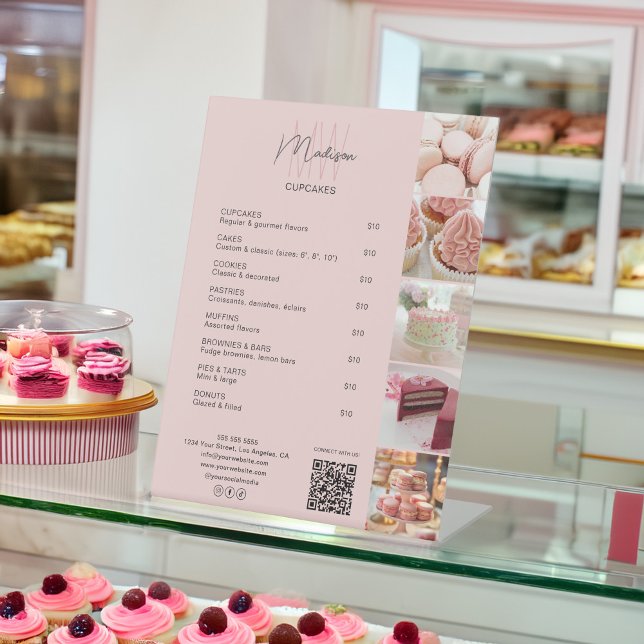 Bakery Custom Monogram Logo Price List Pedestal Sign (Bakery Custom Monogram Logo Price List Pedestal Sign)