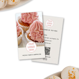 Bakery Custom Photo Logo QR Tan Business Card