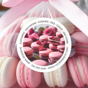 Bakery Custom Photo Macarons White Classic Round Sticker