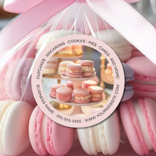 Bakery Custom Photo Pink Business Classic Round Sticker