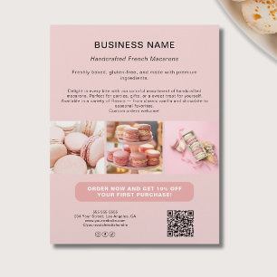 Bakery Custom Photo QR Social Media Pink Business Flyer