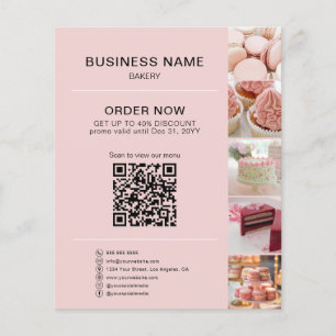 Bakery Custom Photo Social Media QR Flyer