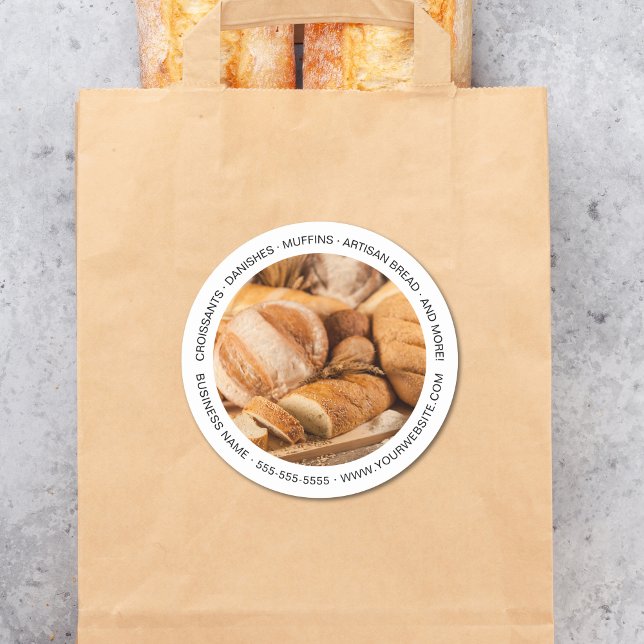 Bakery Custom Photo White Classic Round Sticker (Bakery Custom Photo White Classic Round Sticker)