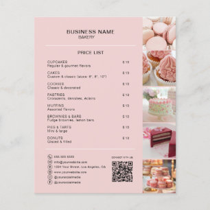 Bakery Custom Price List Photo Social Media QR Flyer
