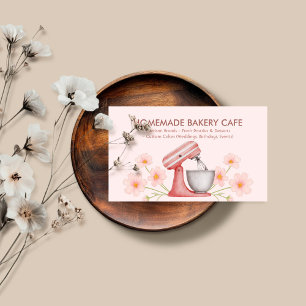 Bakery Customisable Pink Cake Makers Flower Business Card
