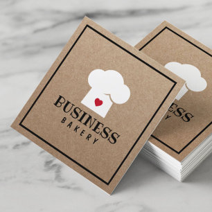 Bakery Cute Pastry Chef Minimalist Rustic Kraft Square Business Card