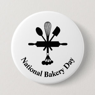 Bakery Day Button with Baking Utensils Icon