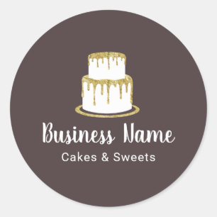Bakery Gold Cake Logo Sweet Boutique Chef Elegant Classic Round Sticker